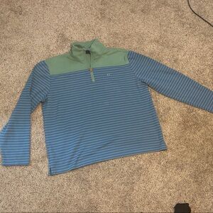 Crown & Ivy Blue and Green Striped Zip Up Sweater